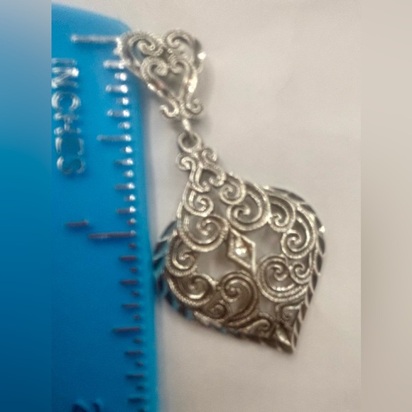 Filigree Diamond Cut Vintage 925 Earrings - Picture 6 of 6